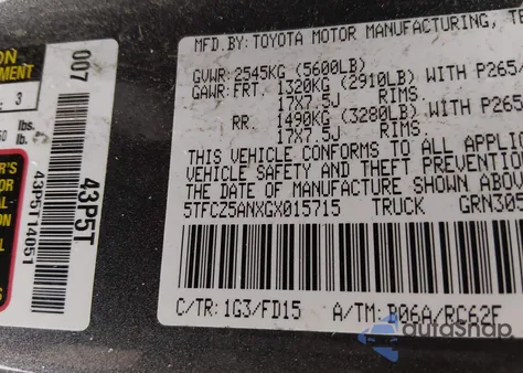 2016 Toyota Tacoma Trd Sport z USA, uszkodzony, nr VIN 5TFCZ5ANXGX015715